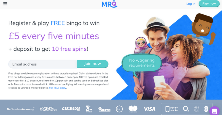 MR Q Bingo Homepage - £5 Free bingo Bonus